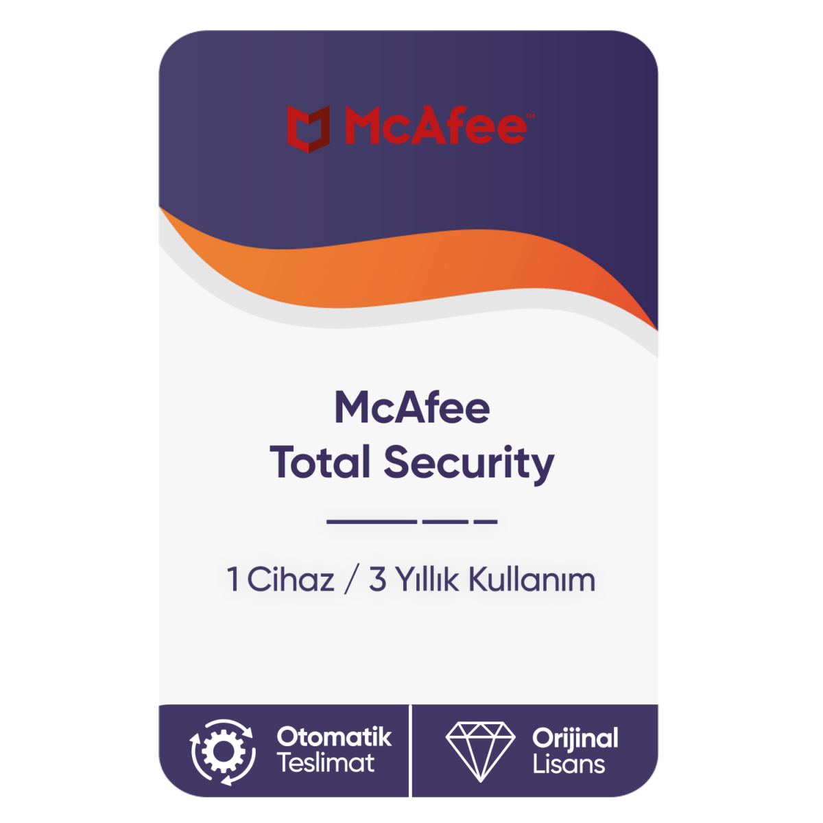 mcafee total security 1 cihaz 3 yillik kullanim